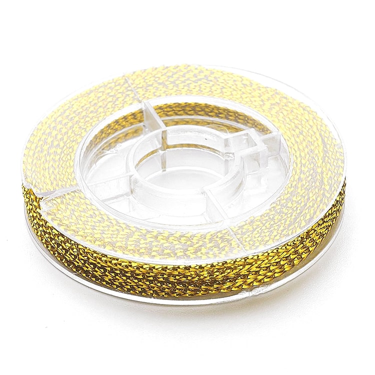 Sznurek Pleciony Nieelastyczny Ozdobny do Wyrobu Biżuterii 0.6mm Kolor: Złota około 10m/szpula (14WB9837)