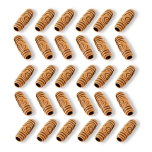 Koraliki Akrylowe Imitujące Drewno, Tuba, Brązowe, 27x11mm, Otwór 6mm, 30szt/50g (2WB17440)