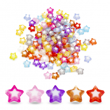 Koraliki Akrylowe, Przezroczyste, Koralik w Koraliku, Gwiazda, Mix, 9x10x4mm, około 120szt/25g (13WB23889)