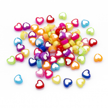 Koraliki Akrylowe, Serce, Przezroczyste, Koralik w Koraliku, Mix, 7x8x4mm, około 110szt/25g (13WB23890)