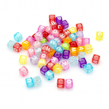 Koraliki Akrylowe, Otwór Poziomy, Kostka z Literą Początkową Losową, Kolor: Mix kolorów, 6x6x6mm, 290szt/50g (13WB23947)