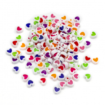 Koraliki Akryl Przezroczyste, Serce, Matowe Krawędzie, Mieszane Kolory, 7.5x8.5x4mm, około 130szt/25g (13WB28901)