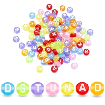 Koraliki Akrylowe Przezroczyste, Mieszane Litery, Płaskie Okrągłe, 7x4mm, 100szt (13WB28910)