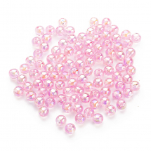 Koraliki Eco Akrylowe, Przezroczyste Tęczowy, Okrągłe, Perłowo-Różowy, 8mm, 95szt /25g (13WB28911)