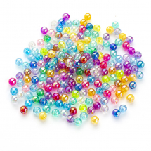 Koraliki Eco Akrylowe, Przezroczyste Tęczowy, Okrągłe, Mix, 6mm, 190szt/25g (13WB28915)