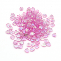 Koraliki Eco Akrylowe, Przezroczyste, Serce, Tęczowy, Różowy, 8x8x3mm, 130szt/25g (13WB29493)