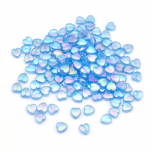 Koraliki Akrylowe, Przezroczyste, Tęczowy, Serce, 8x8x3mm, Niebieskie, 130szt/25g (13WB29496)