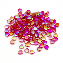 Koraliki Eco Akrylowe, Przezroczyste, Serce, Tęczowy, Czerwony, 8x8x3mm, 130szt/25g (13WB29498)