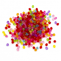 Koraliki Akrylowe Biconus Przezroczyste, Fasetowane, Kolor: Mix, 5x5mm, otwór: 1.5mm, około 450szt/25g (13WB29536)