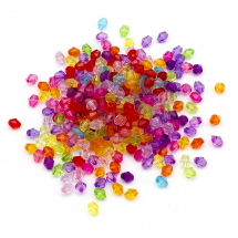 Намистини Акрил Біконус, Прозорі Грановані, Мікс, 6х5.5мм, Отвір 2мм, близько 300шт/25г, (13WB29537)