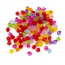 Намистини Акрил Біконус, Прозорі Грановані, Мікс, 8х7.5мм, Отвір 2мм, близько 100шт/25г, (13WB29538)