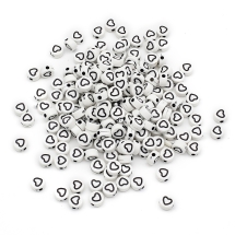 Намистини Акрил Крафт Стиль, Круглі Плоскі з Серцем, Колір: Білий, Розмір: 7х3.5мм, Отвір 1.5мм, близько 200шт/25, (13WB24871)