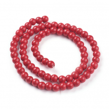 Koraliki Syntetyczne Turkus Okrągłe, Czerwone, 6mm, Otwór 1mm, około 65szt/39cm/nić (3WB3520)