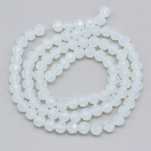 Намистини Синтетичний Опал, На нитках, Круглі, Грановані, Колір: Блакитний, Розмір: Діаметр: 6мм, Отвір 1мм, близько 86шт / нитка, (3WB3607)