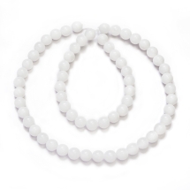 Намистини Натуральний Білий Нефрит, На нитках, Круглі, 6мм, Отвір 1мм, близько 64шт/36см/ нитка, (3WB3747)