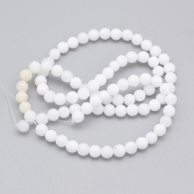 Намистини Натуральний Білий Нефрит, На нитках, Круглі, 4 мм, Отвір 1мм, близько 87шт / нитка, (3WB3748)