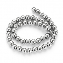 Koraliki Syntetyczny Hematyt Magnetyczny, Okrągłe, Kolor: Srebrny, 8mm, około 52szt/42cm/nić (13WB11259)