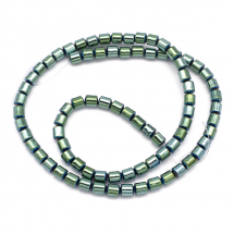 Koraliki Hematyt Syntetyczny, Galwanika, Niemagnetyczny, Kolor: Zielony, 5x4mm, około 70szt/40cm/nić (13WB11268)