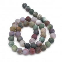 Намистини Натуральний Індійський Агат Круглі, Матові, 8мм, Отвір 1мм, близько 46шт/38см/нитка, (13WB13867)