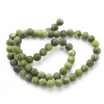 Намистини Натуральний Тайванський Нефрит Круглі Матові, 6мм, Отвір 1мм, близько 57шт/37см/нитка, (13WB13888)