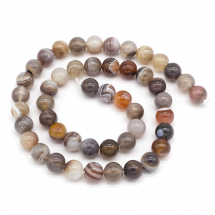 Koraliki Naturalny Agat Botswana, 8mm, Kolor: Brązowy, Otwór: 1mm, około 48szt/38cm/nić (13WB13890)