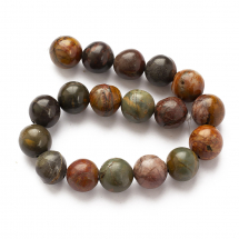 Намистини Натуральна Яшма Пікассо, На нитках, Круглі, 10мм, Отвір 1мм, близько 17шт/17см/ нитка, (13WB13898)