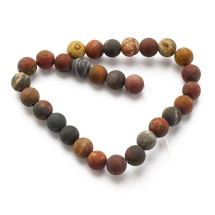 Намистини Натуральна Яшма Пікассо, Матові, На нитках, Круглі, 6мм, Отвір до 1мм, близько 29шт/19см/нитка, (13WB13902)