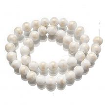 Koraliki Naturalny Jadeit Mashan, Pozłacany, Kolor: Biały, 10mm, około 38szt/38cm/nic (13WB13923)