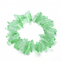 Koraliki Naturalny Kryształ Górski, Bryłki, Barwiony, Kolor: Jasnozielony, 15-30x4-8x4-7mm, około 18cm/nić (13WB13941)