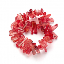 Koraliki Naturalny Kryształ Górski, Bryłki, Barwiony, Kolor: Wiśniowy, 15-30x4-8x4-7mm, około 18cm/nic (13WB13943)