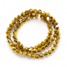 Koraliki Szklane Galwanizacja, Fasetowany Bicone, Tęczowy, 4x4.5mm, Kolor: Złoty, około 80szt/30cm/nić (13WB13995)