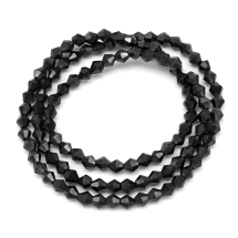 Koraliki Szklane Galwanizacja, Fasetowany Bicone, Czarny, 4x4.5mm, około 80szt/30cm/sznur (13WB14000)
