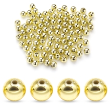 Koraliki Akrylowe z Powłoką Metaliczną, Złoty, 8mm, okolo 25g~90szt (13WB14267)