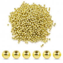 Намистини Акрилові Круглі з Покриттям Металик, Золото, 4мм, Отвір 1мм, близько 700шт/25г, (13WB14271)