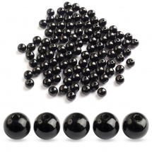 Koraliki Imitacja Pereł, Plastik ABS, Okrągłe, Lśniący, Kolor: Czarny, 8mm, około 95szt/25g (13WB14385)