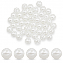 Перли Намистини Пластикові ABS, Глянцеві, Круглі, Колір: Білий, Розмір: Діаметр 10мм, Отвір 1мм, близько 50шт / 25г, (13WB14386)