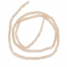 Koraliki Imitacja Kryształu Austriackiego, Bicone, Szklane Fasetowane, 2x3mm, Beżowy, 190szt/40cm/nić (3WB5879)