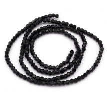 Koraliki Imitacja Austriackiego Kryształu, Szklane, Fasetowane Bicone, Czarne, 2x3mm, około 140szt/40cm/nić (3WB5880)