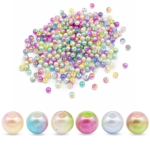 Koraliki Akrylowe, Imitacja Perły do Biżuterii, Okrągłe, Kolorowe, 6mm, 25g~240szt (13WB18901)