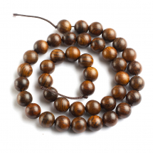 Намистини Дерев'яні Нефарбовані Круглі, 10мм, Отвір 1мм, близько 35шт/37см/нитка, (13WB18208)