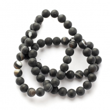 Koraliki Naturalny Agat Paskowany, Okrągłe, Klasa A, Mroźne, Termobarwione, Czarny, 6mm, ok. 58szt/36cm/nić (13WB12424)