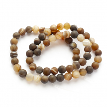 Koraliki Naturalny Agat Paskowany, Okrągłe, Klasa A, Mroźne, Termobarwione, Brązowy, 6mm, ok.58szt/38cm/nić (13WB12425)