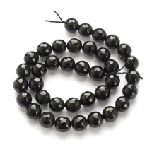 Koraliki Naturalny Czarny Agat, Klasa A, Fasetowany, Okrągłe, 10mm, około 35szt/37cm/nić (13WB12428)