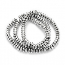 Koraliki Hematyt Syntetyczny Niemagnetyczny, Galwanika, Rondel, Platyna, 6x3mm, około 138szt/40cm/nić (13WB11293)