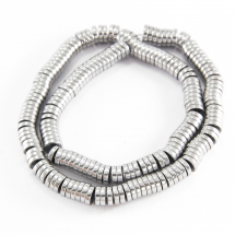 Koraliki Hematyt Syntetyczny Niemagnetyczny, Heishi, Galwanika, Srebrny, 8x2mm, około 190szt/38cm/nić (13WB11296)