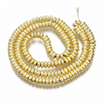 Koraliki Syntetyczne Hematyt, Galwanizowany, Niemagnetyczne, Złoty, 4x2mm, około 175szt/40cm/sznur (13WB11306)