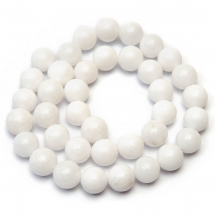 Koraliki Kamień Naturalny Biały Jadeit, Termobarwiony, Kula, 10mm, 38szt/38cm/sznur (5WB4921)