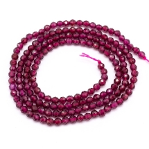 Намистини Натуральний Гранат Круглі Гранені Клас АА, 2мм, Отвір 0.5мм, близько 190шт/37см/нитка, (13WB22910)