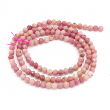 Koraliki Naturalny Kamień Rodonit Kulki Fasetowany, 3mm,142szt/37cm/sznur (13WB22962)
