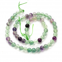 Намистини Натуральний Флюорит, На нитках, Круглі, Колір: Мікс, Розмір: 6мм, Отвір 1мм, близько 59шт / 38см / нитка, (13WB23007)